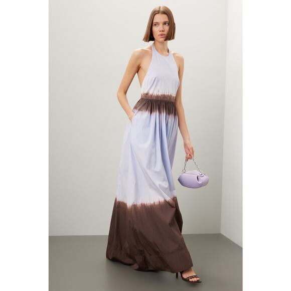 A.L.C. White Beige 100% Cotton Blair Sleeveless Open Back Gown Size 8 - Picture 1 of 12